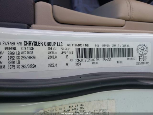 1C4RJFCT6FC653386 Jeep Grand Cherokee Overland
