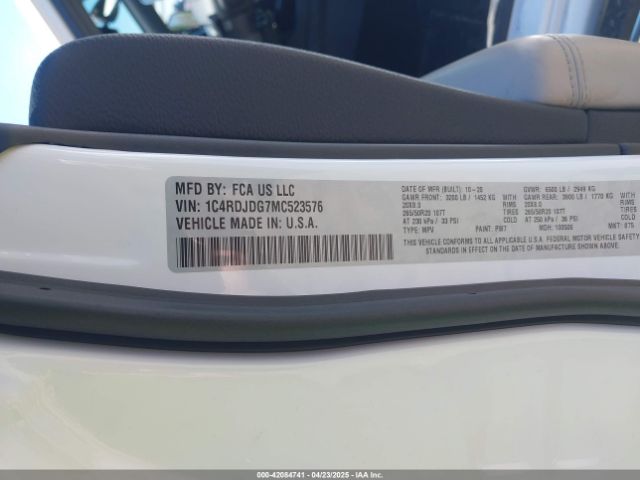 2021 DODGE DURANGO 1C4RDJDG7MC523576 Photo 8