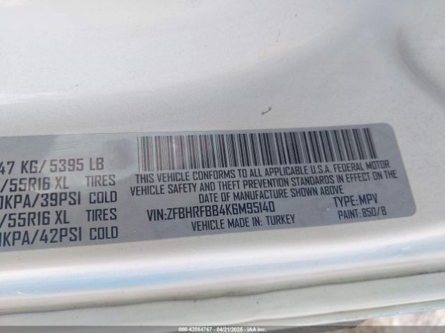 ZFBHRFBB4K6M95140 RAM Promaster City Tradesman Slt