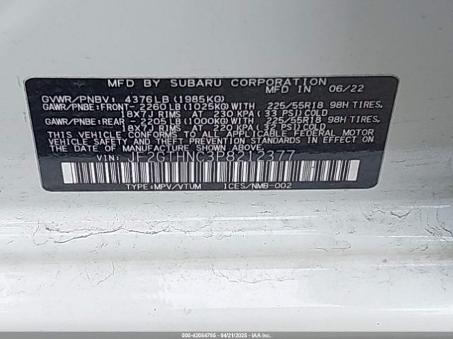 JF2GTHNC3P8212377 Subaru Crosstrek Limited