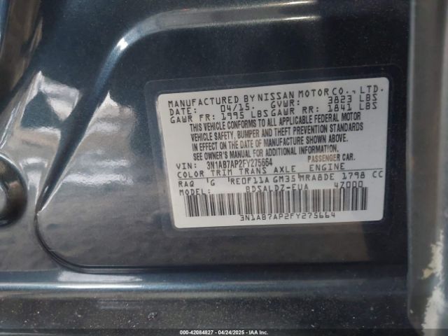 3N1AB7AP2FY275664 Nissan SENTRA SV