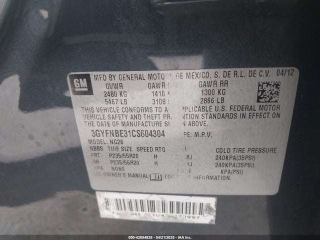 2012 CADILLAC SRX 3GYFNBE31CS604304 Photo 8