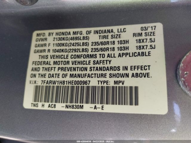 2017 HONDA CR-V 7FARW1H81HE000967 Photo 8