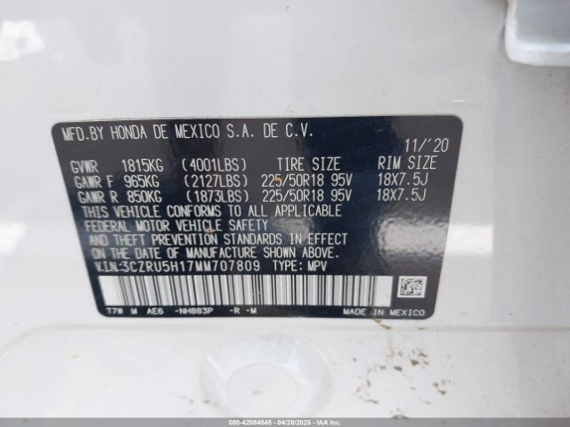 3CZRU5H17MM707809 Honda Hr-v 2wd Sport