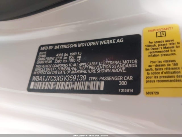 WBA1J7C5XGV359139 BMW M235I