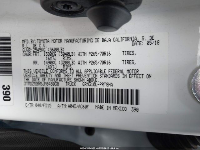 3TMDZ5BN5JM048038 Toyota 2gr-fks