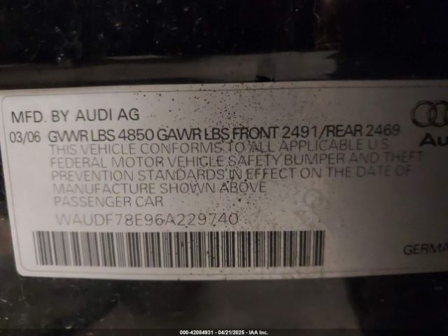 2006 AUDI A4 WAUDF78E96A229740 Photo 8