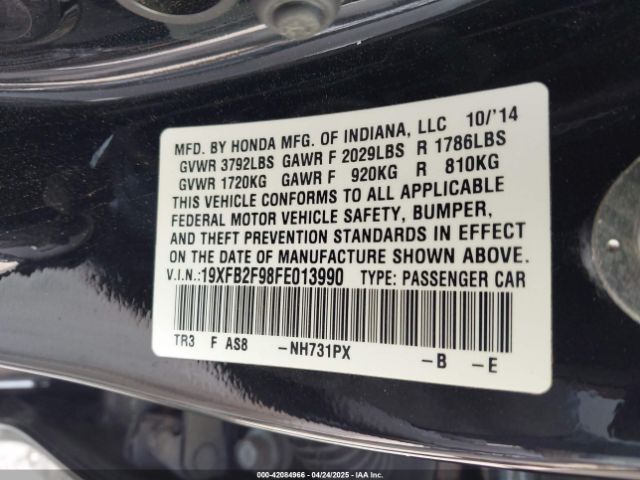 19XFB2F98FE013990 Honda r18z1