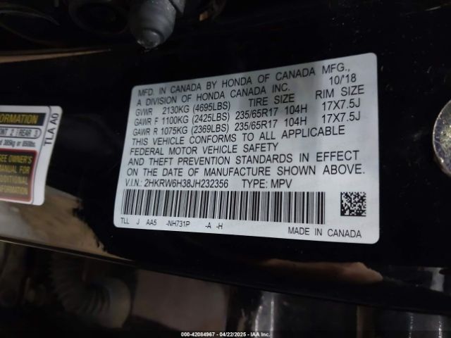 2HKRW6H38JH232356 Honda CR-V LX