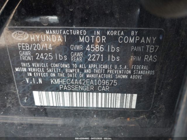 KMHEC4A42EA109675 Hyundai Sonata Hybrid Limited