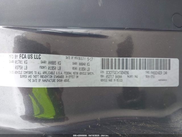 3C3CFFGE1HT654296 Fiat 500E BATTERY ELECTRIC