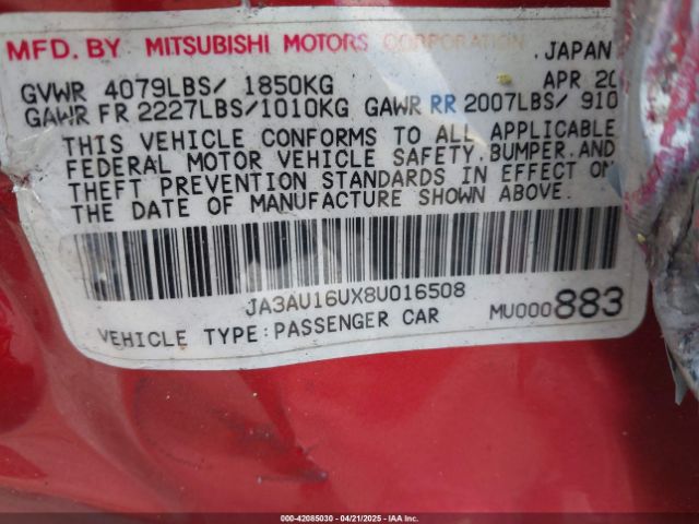 2008 MITSUBISHI LANCER JA3AU16UX8U016508 Photo 8