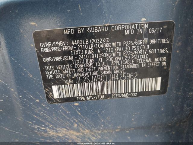 JF2SJABC1JH425962 Subaru Forester 2.5i