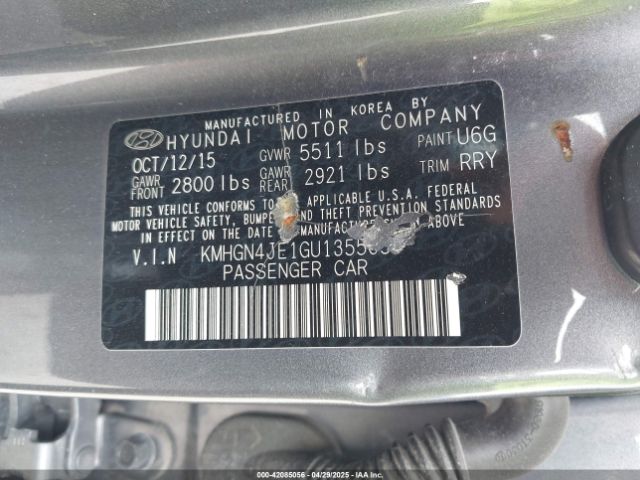 KMHGN4JE1GU135505 Hyundai Genesis 3.8