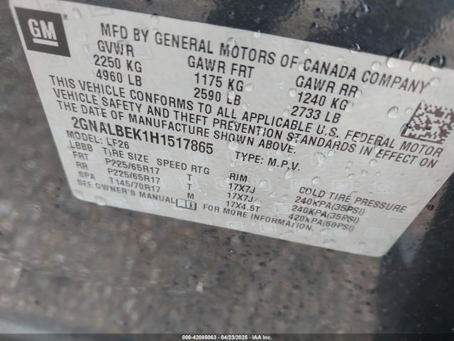Chevrolet EQUINOX LS 2017 2GNALBEK1H1517865 Image 9