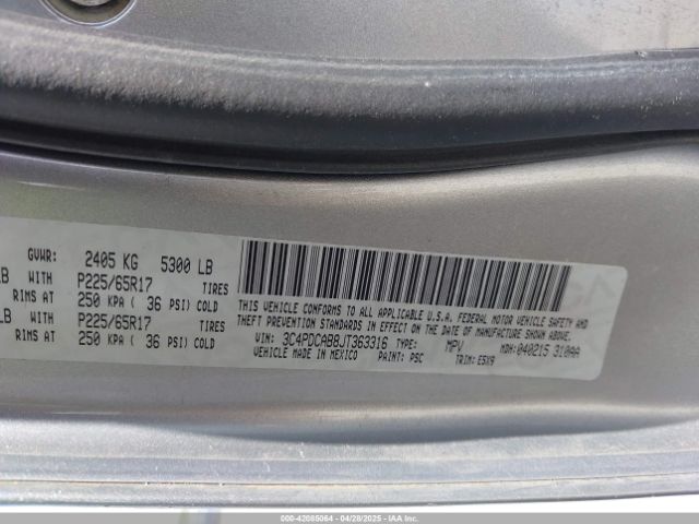 3C4PDCAB8JT363316 Dodge JOURNEY SE