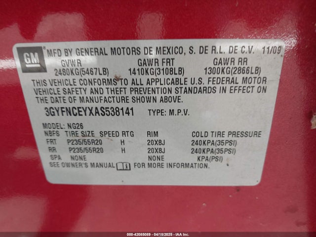 2010 CADILLAC SRX 3GYFNCEYXAS538141 Photo 8