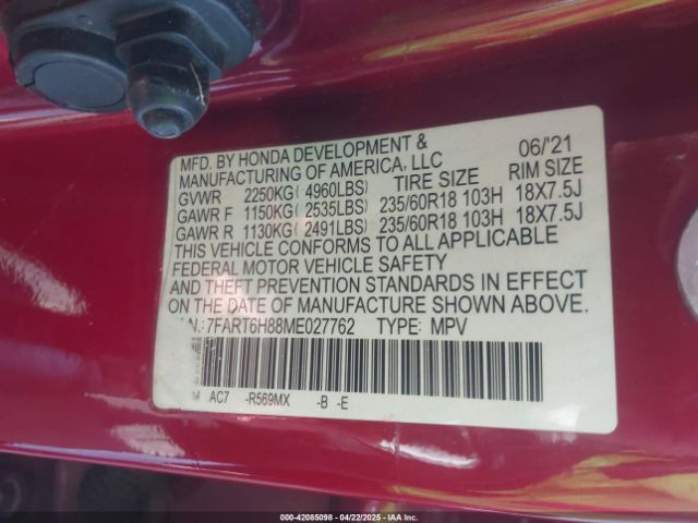 7FART6H88ME027762 Honda Cr-v Hybrid Ex-l