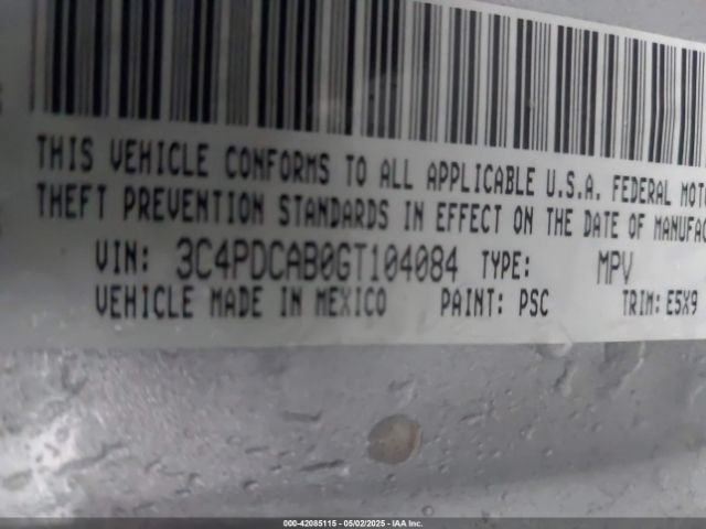 3C4PDCAB0GT104084 Dodge JOURNEY SE