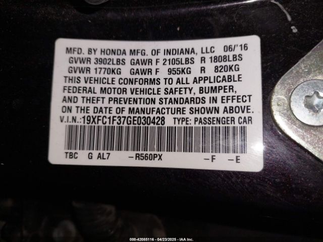 19XFC1F37GE030428 Honda Civic Ex-t
