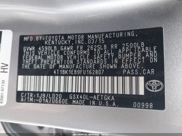4T1BK1EB9FU162807 Toyota 2gr-fe