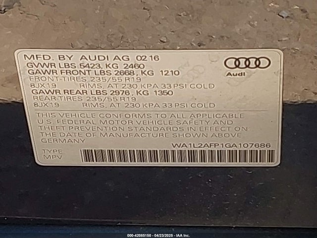 2016 AUDI Q5 WA1L2AFP1GA107686 Photo 8