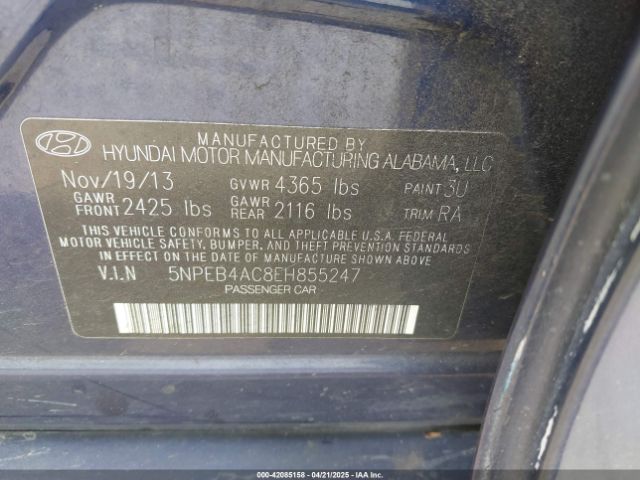 5NPEB4AC8EH855247 Hyundai SONATA GLS