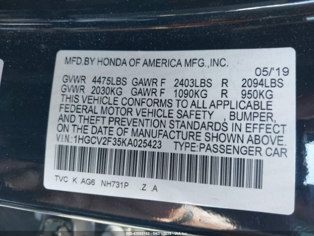 1HGCV2F35KA025423 Honda Accord Sport 2.0t