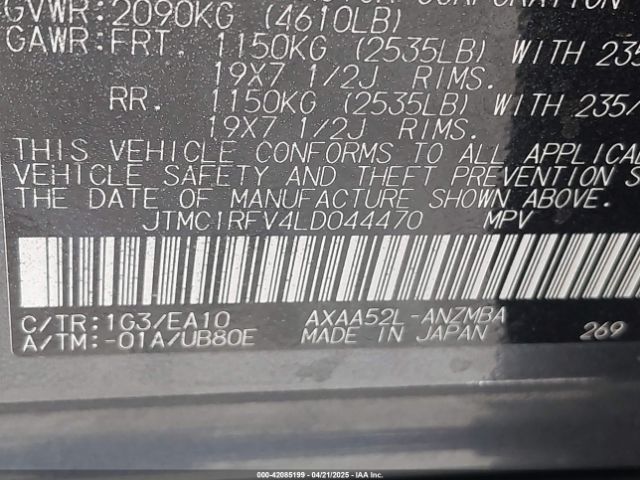 JTMC1RFV4LD044470 Toyota Rav4 Xle Premium