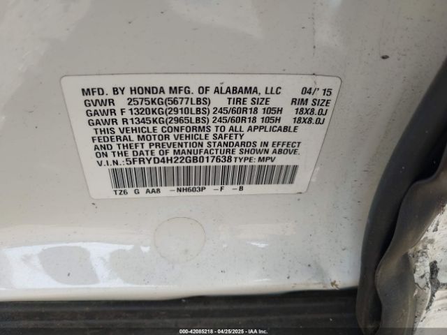 2016 ACURA MDX 5FRYD4H22GB017638 Photo 8