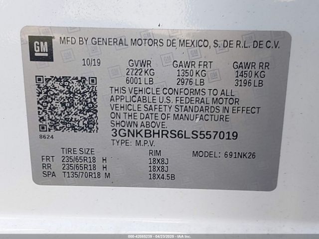 3GNKBHRS6LS557019 Chevrolet Blazer Awd 2lt