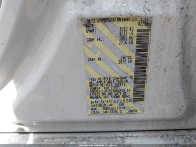 1N4AL3AP3FC271656 Nissan Altima 2.5/2.5 S/2.5 Sl/2.5 Sv