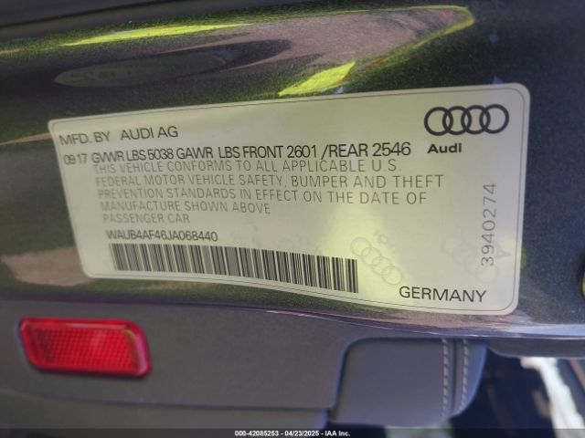 WAUB4AF46JA068440 Audi S4 3.0t Premium Plus