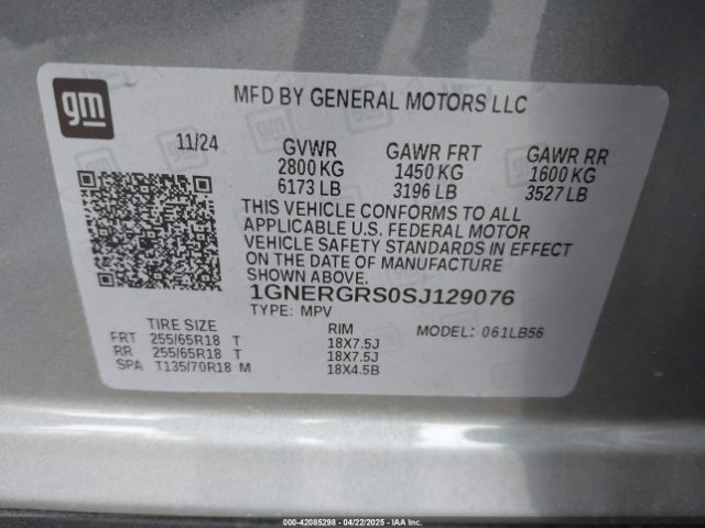 1GNERGRS0SJ129076 Chevrolet Traverse Fwd Lt