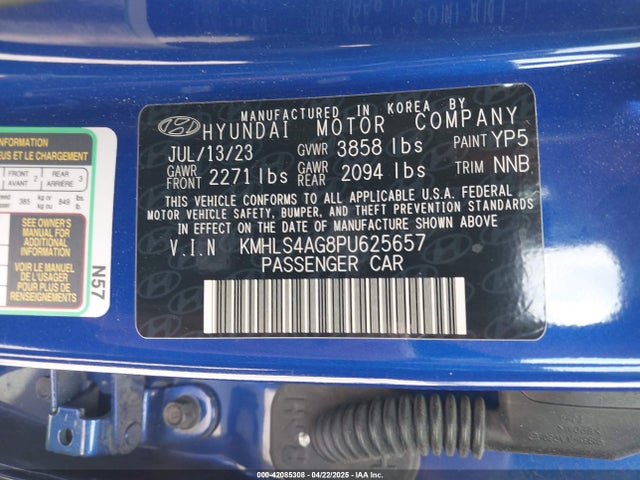 KMHLS4AG8PU625657 Hyundai mpi nu pe
