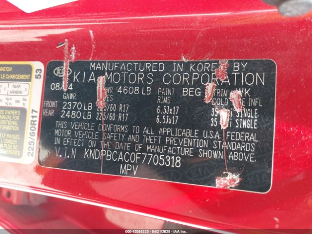 KNDPBCAC0F7705318 KIA Sportage Lx
