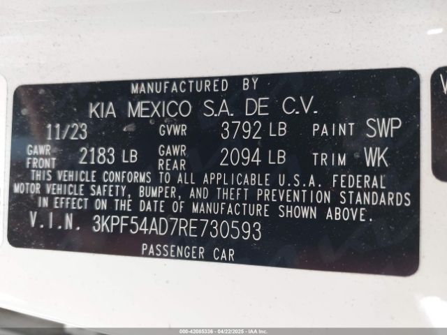 3KPF54AD7RE730593 KIA Forte Gt-line