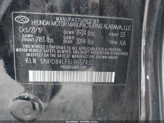 5NPD84LF5LH557432 Hyundai Elantra Limited