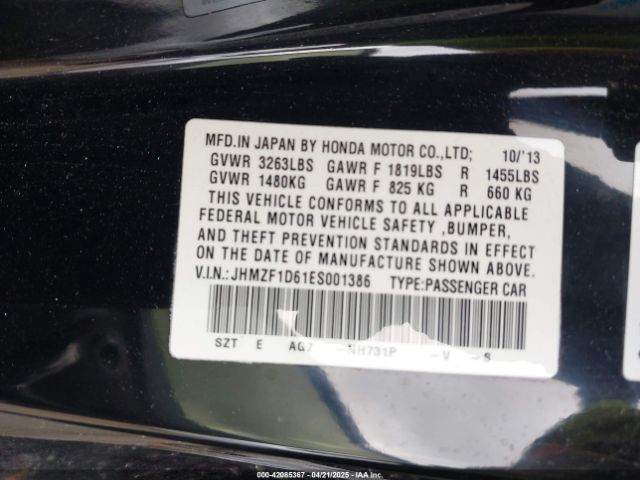 JHMZF1D61ES001386 Honda CR-Z EX