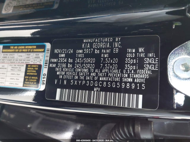 5XYP3DGC8SG598915 KIA Telluride Ex X-line
