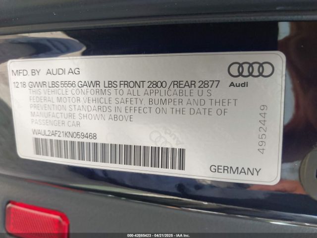 WAUL2AF21KN059468 Audi A6 55 Premium