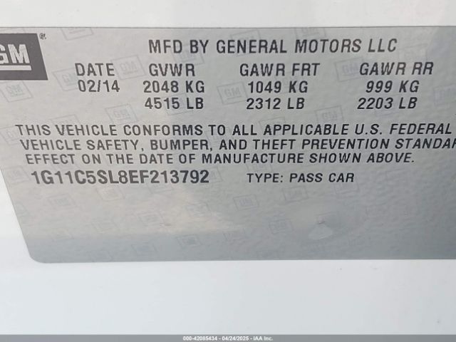 1G11C5SL8EF213792 Chevrolet MALIBU 1LT