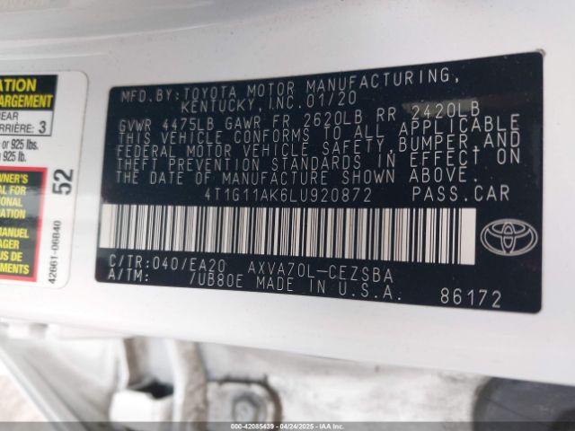4T1G11AK6LU920872 Toyota CAMRY SE
