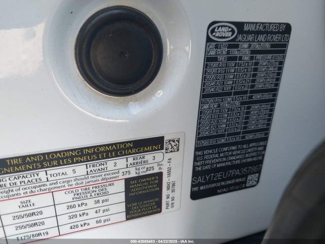 SALYT2EU7PA357867 Land Rover aj20p6