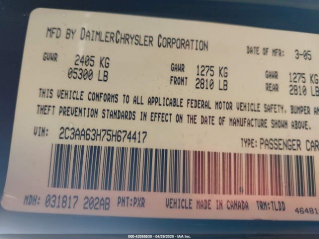 2005 CHRYSLER 300C 2C3AA63H75H674417 Photo 8