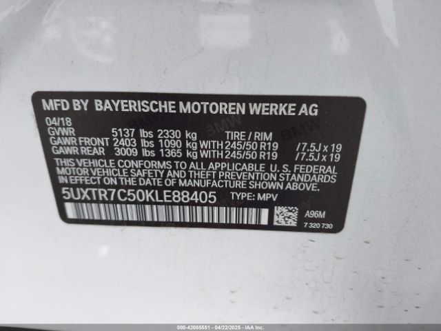 5UXTR7C50KLE88405 BMW X3 Sdrive30i