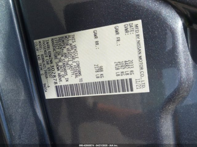 1N4BL4DW2NN302878 Nissan Altima Sv Intelligent Awd