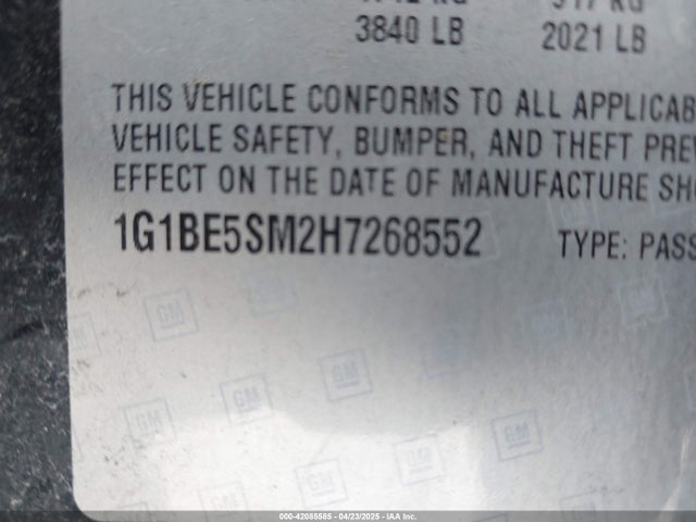 1G1BE5SM2H7268552 Chevrolet Cruze Lt Auto