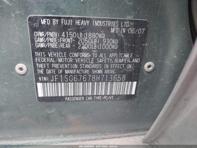 2008 SUBARU FORESTER JF1SG67678H713658 Photo 8