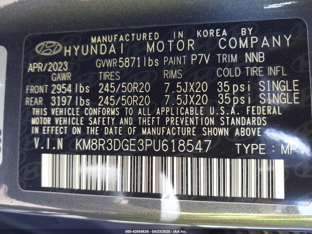 Hyundai Palisade Xrt 2023 KM8R3DGE3PU618547 Image 9